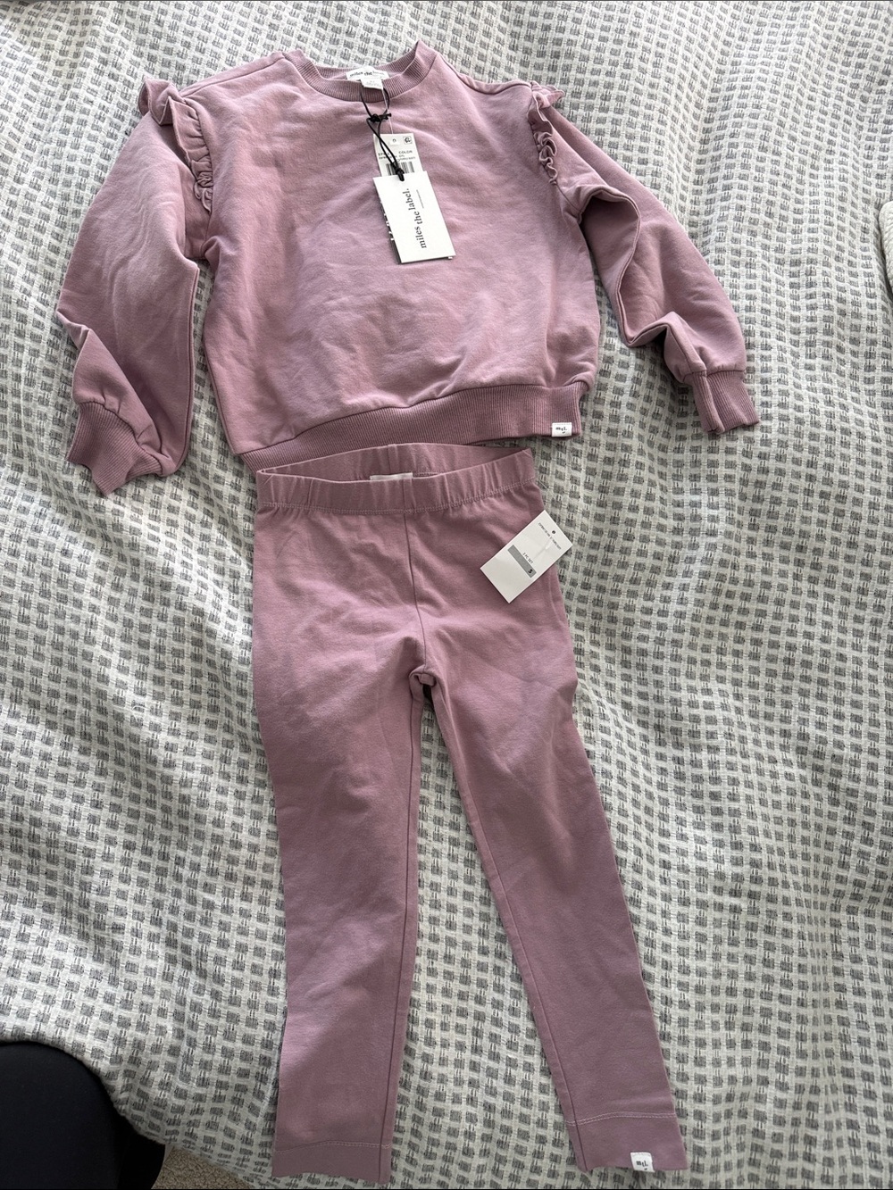 Girls' Mauve Ruffle Sweatshirt & Leggings Matching Set